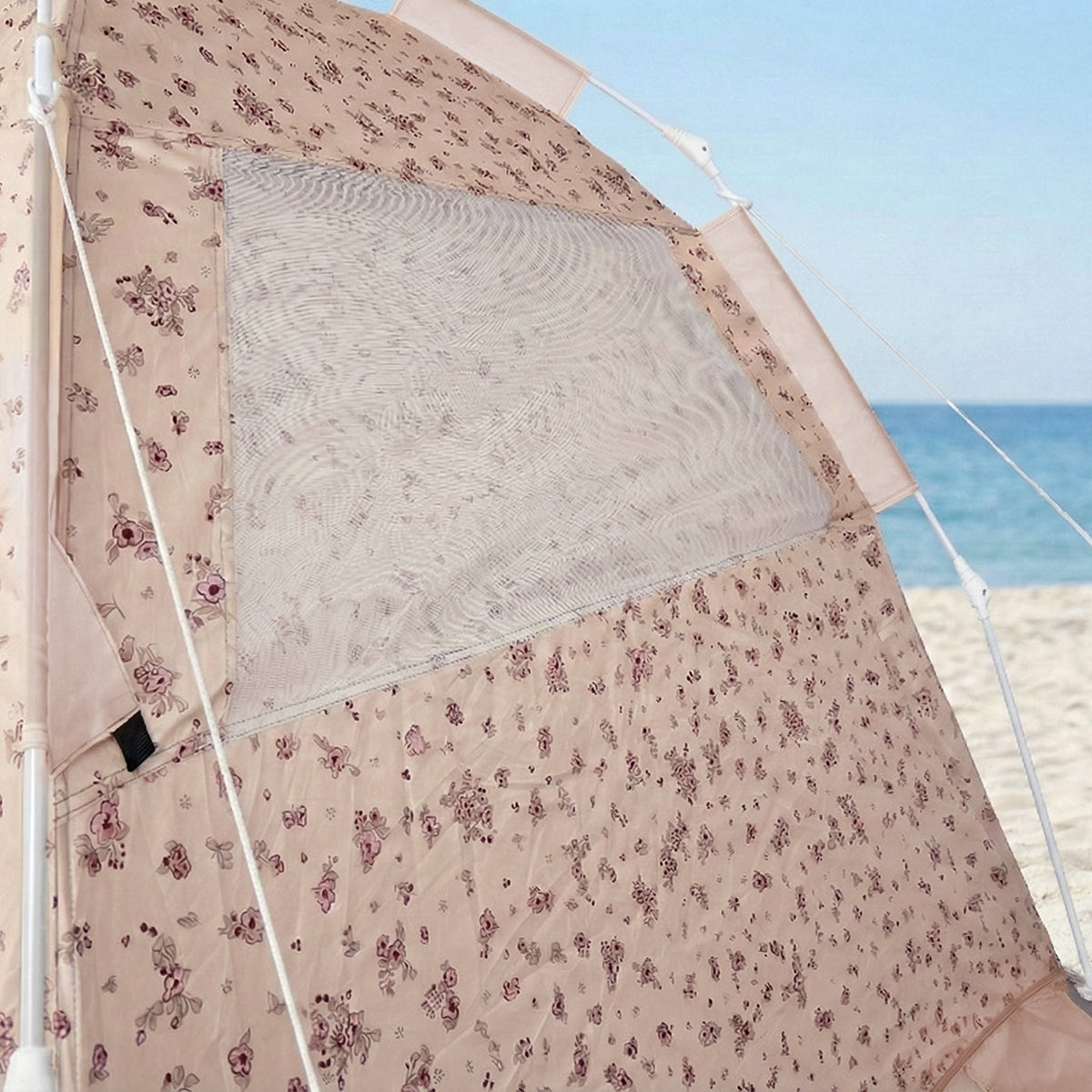 Strandtelt Dreamy Flowers – strandmusling med Quick-Up-system, UV-beskyttelse 80+ og afskærmning