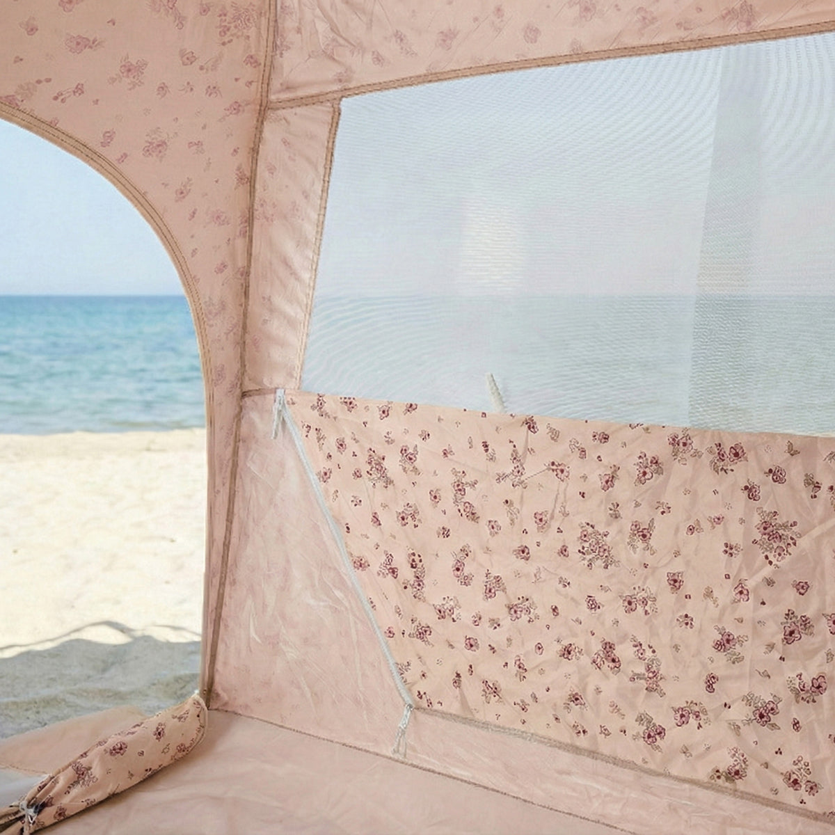 Strandtelt Dreamy Flowers – strandmusling med Quick-Up-system, UV-beskyttelse 80+ og afskærmning