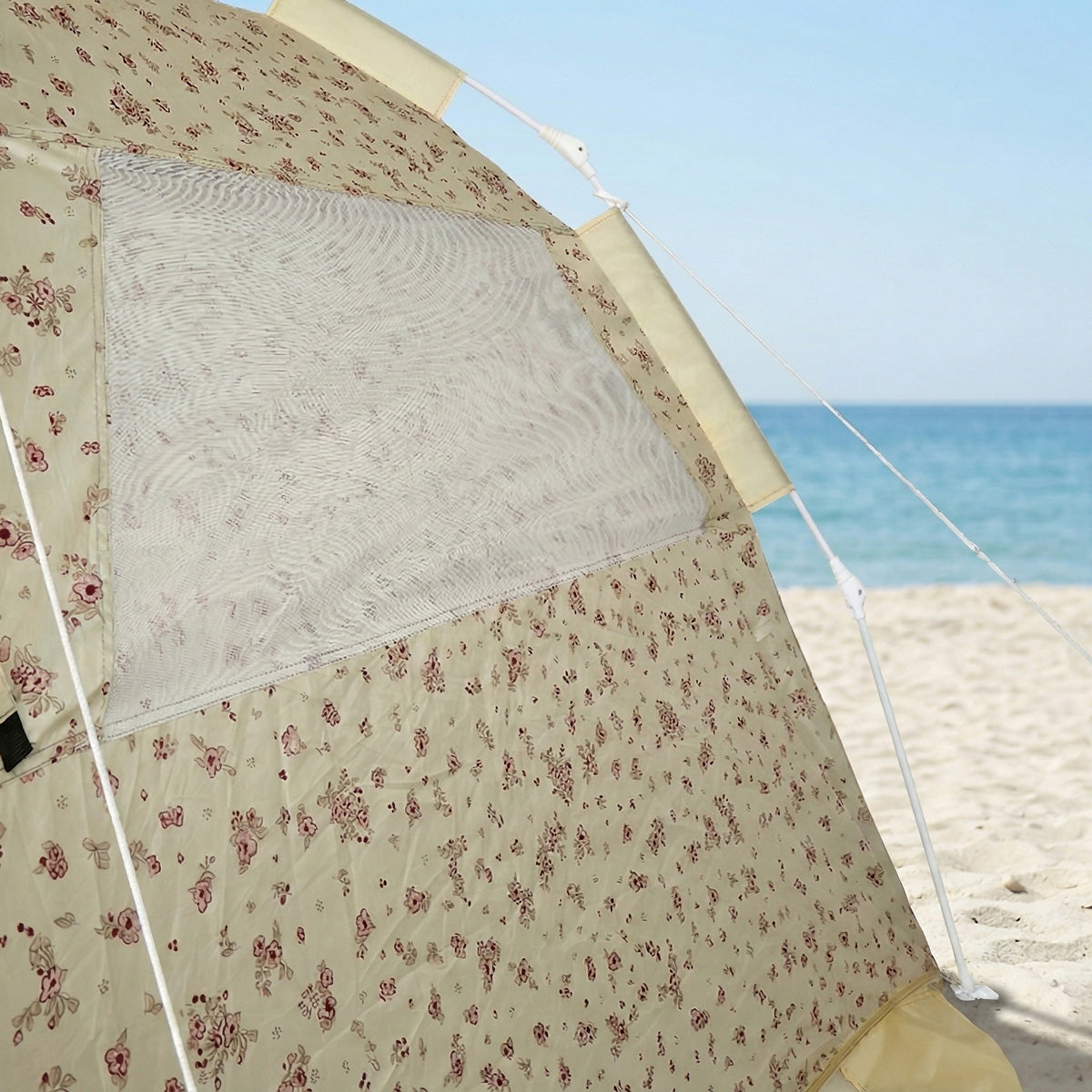 Strandtelt Vintage Flowers – strandmusling med Quick-Up-system, UV-beskyttelse 80+ og afskærmning