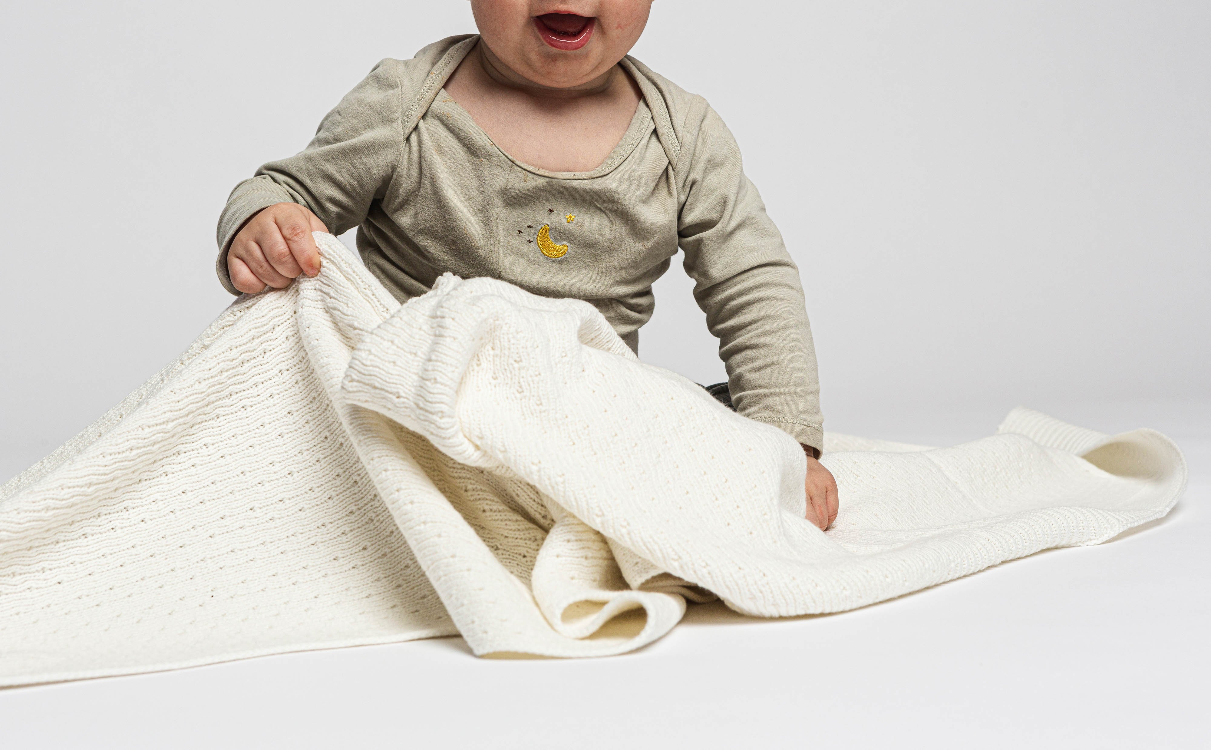 Babytæppe - 100% økologisk bomuld - Hvid